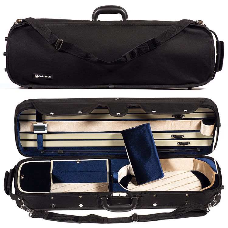 Carlisle 3500 Hill Style Oblong 4/4 Violin Case, Two Tone Tan/Blue interior