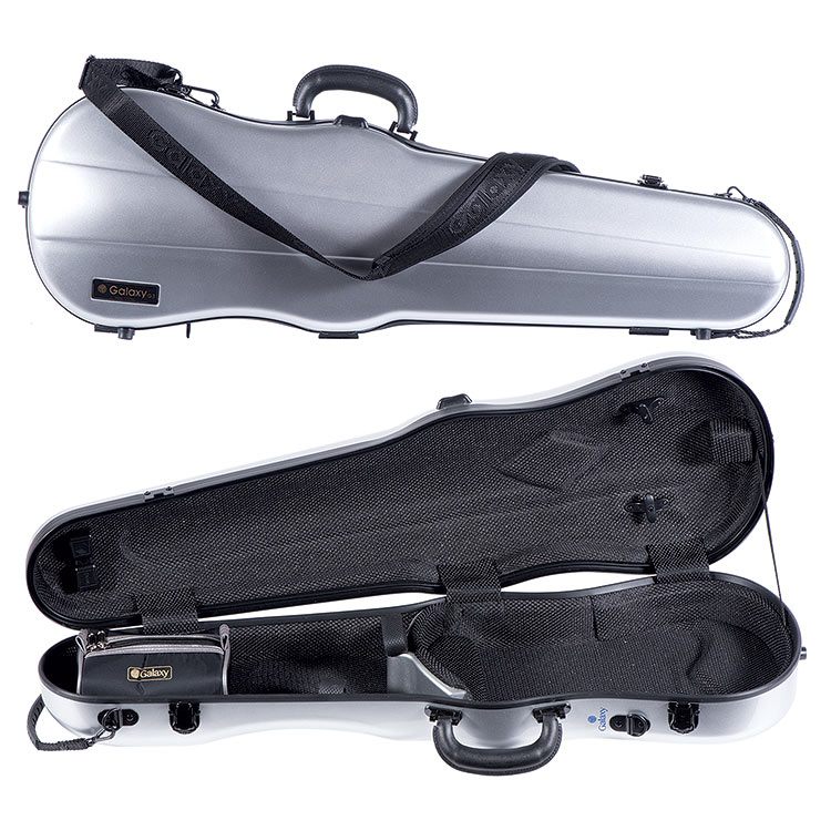 Galaxy Supernova Shaped 4/4 Violin Case, Silver with Black Trim