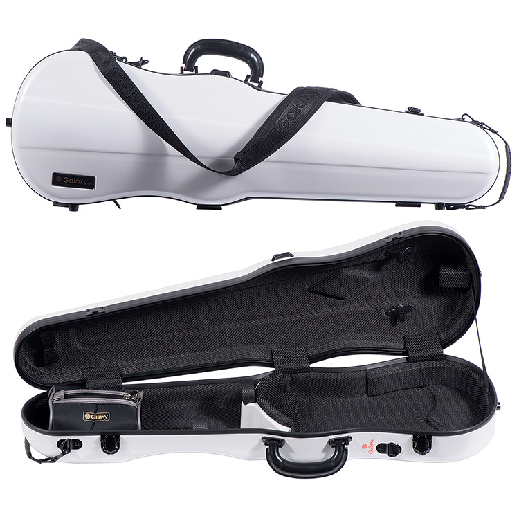 Galaxy Supernova Shaped 4/4 Violin Case, White with Black Trim