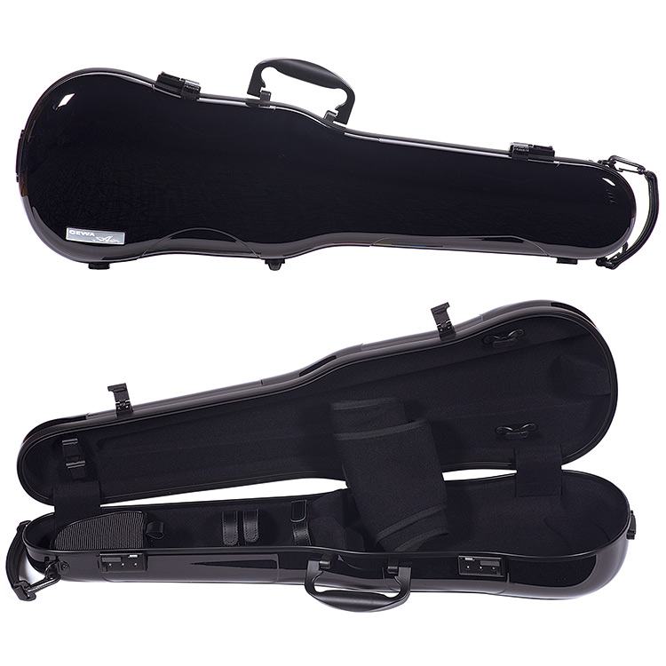 Gewa Air 1.7 Shaped Black Violin Case with subway handle, Black Interior