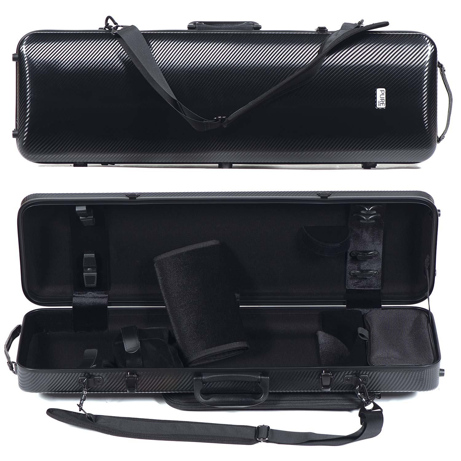 Pure 2.4 Oblong Black 4/4-3/4 Violin Case with Black Interior | Carriage House