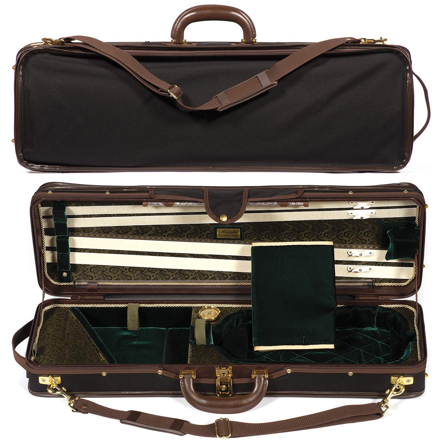 Musafia Luxury Ultralight Violin Case (Black/Green)