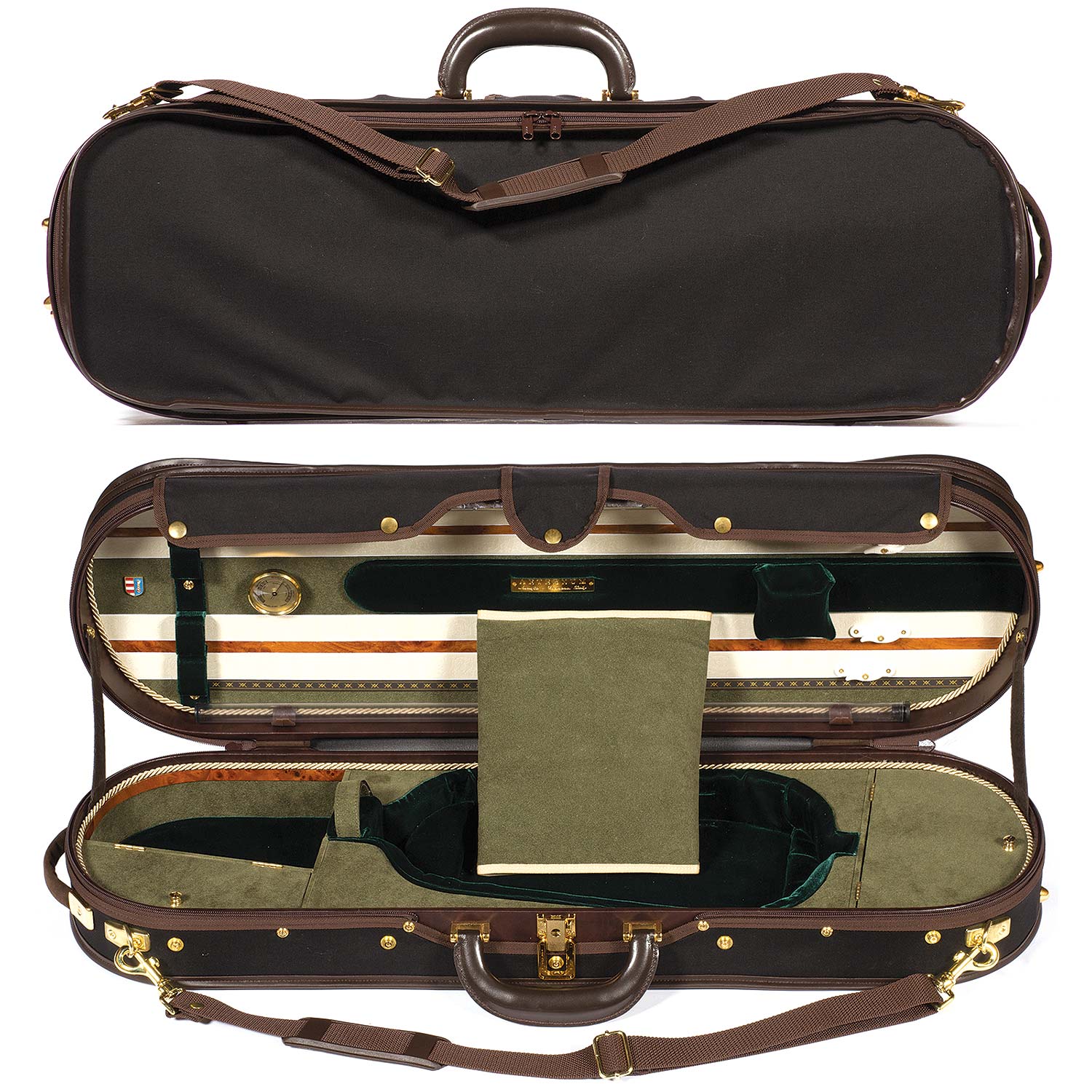 Musafia Aeternum Violin Case, silk velvet (black/green Carriage House