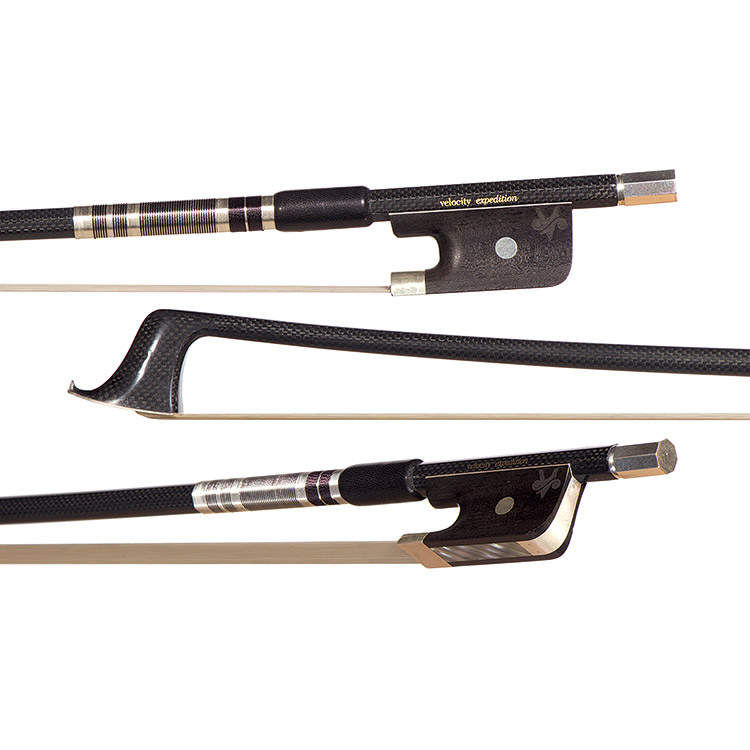 Velocity Expedition Carbon Fiber 4/4 Cello Bow, Black and Silver Winding