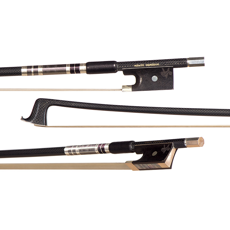 Velocity Expedition Carbon Fiber 4/4 Violin Bow, Black and Silver Winding