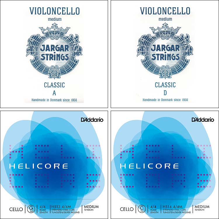 Special Cello String Set: Jargar A & D and Helicore G & C