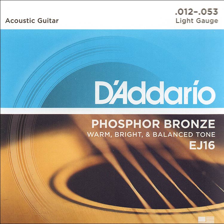 D'Addario EJ16 Phosphor Bronze Light (.012-.053) Acoustic Guitar String Set