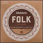 D'Addario Custom Folk Nylon Acoustic Guitar Set - Silver Wound with Clear Nylon Trebles