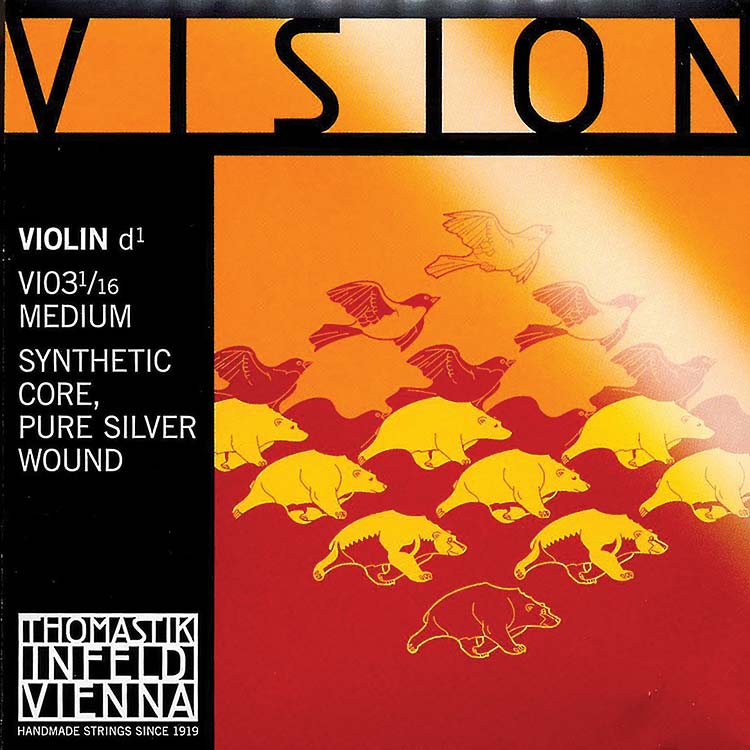 Vision 1/16 Violin D String - silver/synthetic: Medium