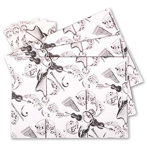 Gift Wrap, White Instrument, pack of 3 sheets and 3 tags