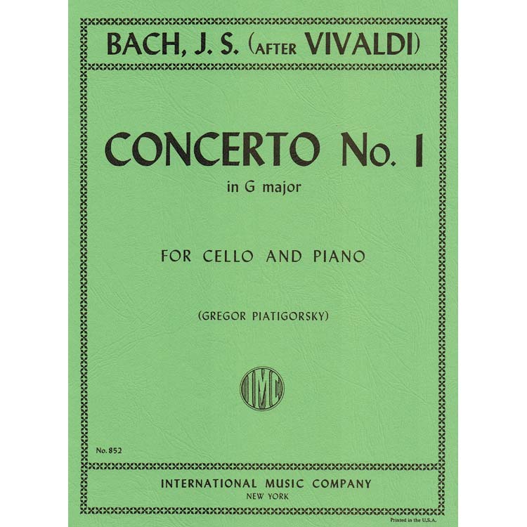 Concerto No. 1 in G Major, for cello and piano; Bach, J. S. (International)