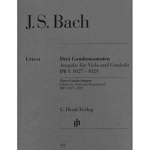 Three Gamba Sonatas, BWV 1027-29, viola and piano (urtext); Johann Sebastian Bach (G. Henle Verlag)